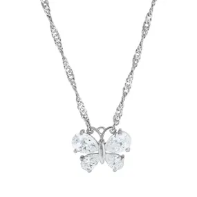 1928 Jewelry Cubic Zirconia Butterfly Pendant Necklace 16"   3" Extender