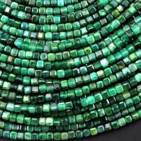 AAA Faceted Natural African Green Jade 2mm Cube Beads Micro Cut Gemstone 15.5" Strand