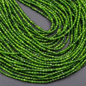 AAA Faceted Natural Green Jade 2mm Round Beads 16" Strand