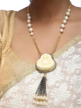 Alloy Budha Necklace in Pearl