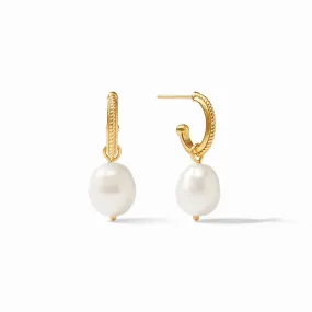 Delphine Pearl Hoop & Charm Earrings