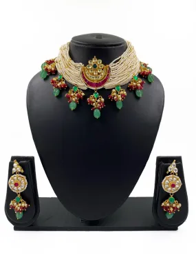 Handcrafted Jadau Kundan And Pearls Choker Necklace Set For Women By Gehna Shop