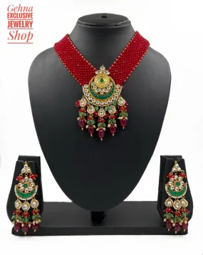 Majestic Red Crystal Chatai Choker For Ladies By Gehna Shop