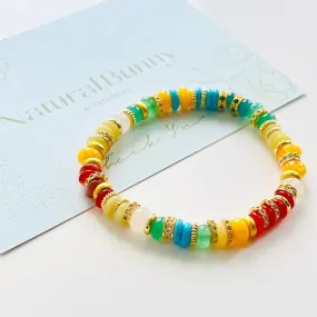 Rainbow Multi Natural Stone Beaded Bracelet