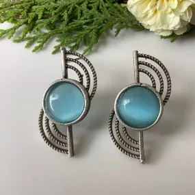 Salvanity German Silver Modern Stone Earrings